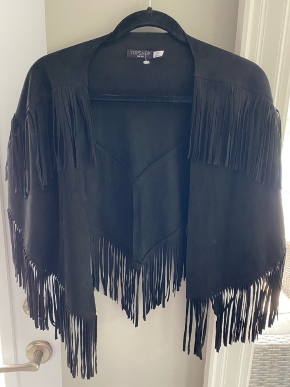 Topshop Black Fringe Cape